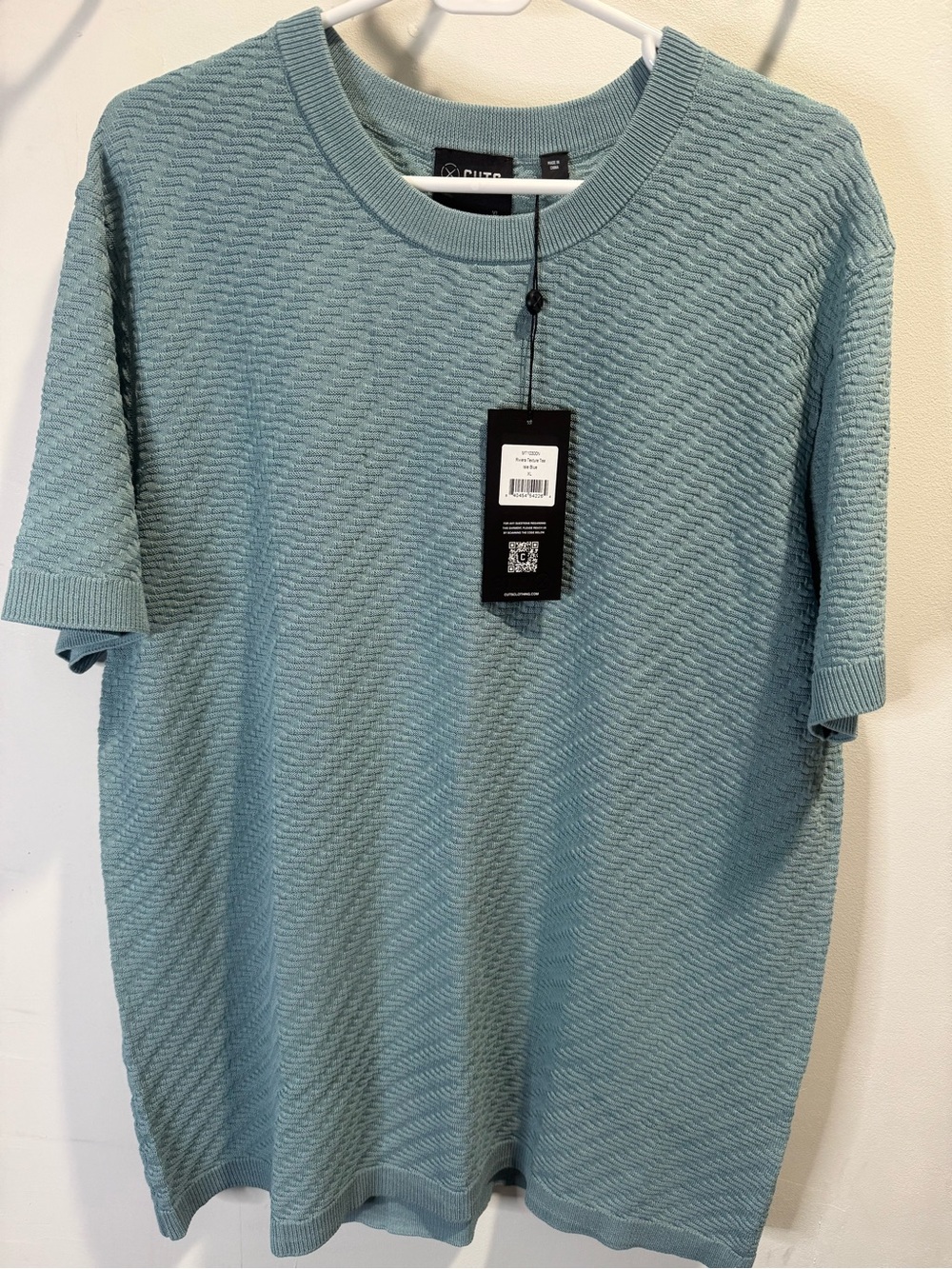Cuts Clothing Seafoam Textured Short-Sleeve Knit Shirt